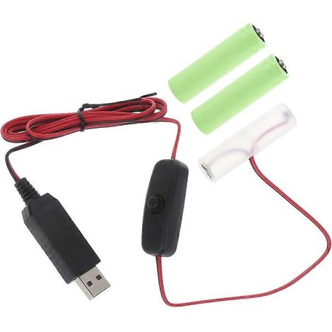 Câble d'alimentation universel USB Type C 2 m vers pile factice AM3/LR6/AA 4,5 V avec interrupteur - Modèle USB (1/5)