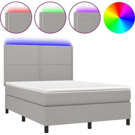 Maison Exclusive - Letto a Molle Materasso e LED Grigio Chiaro 140x190 cm Tessuto (1/5)
