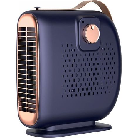 Radiateur Soufflant Électrique 500W VURAHOME, Oscillation 45°, Protection Surchauffe Anti-Basculement, Chauffage Salle de Bain Bureau Maison - bleu (1/5)