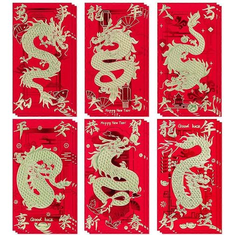 Rote Umschläge zum chinesischen Neujahrsmotiv Drache 2024