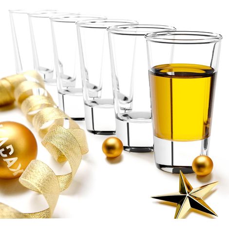 Lot de 6 Verres à shot, Transparents, Capacité 28 ml, Pour spiritueux et cocktails, Idéal fêtes et mariages (1/5)