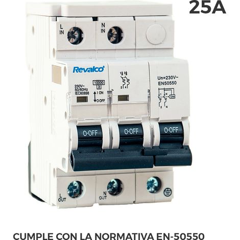 Iga 2p 25a c 10ka prot. sovratensione permanente secondo la norma en-50550 e transitoria 5-15ka 275v