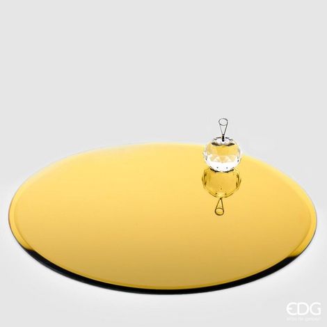 PORTACANDELE CON BASE SPECCHIO TONDA 35CM ORO DECOR NATALE