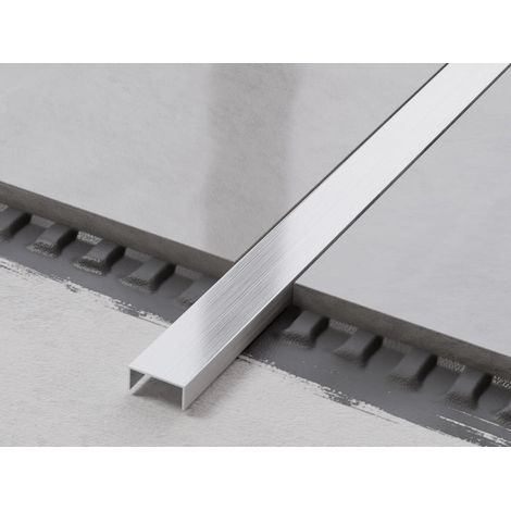 Profilo U di raccordo rettificato in acciaio inossidabile 2cm x 244cm - Argento satinato (1/3)