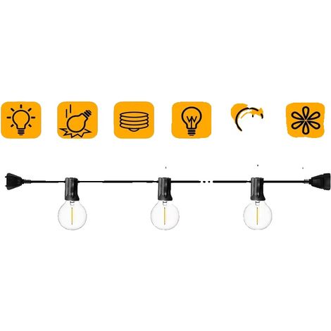 Guirnalda de luces para jardín exterior, diseño impermeable, LED de bajo consumo, 45 m (150 pies), 75 LED, enchufe europeo (UE-B). (1/2)