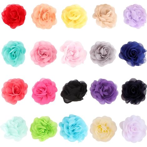 Lot de 20 pinces à cheveux en mousseline en forme de rose 3D artificielle pour femmes et filles (1/5)