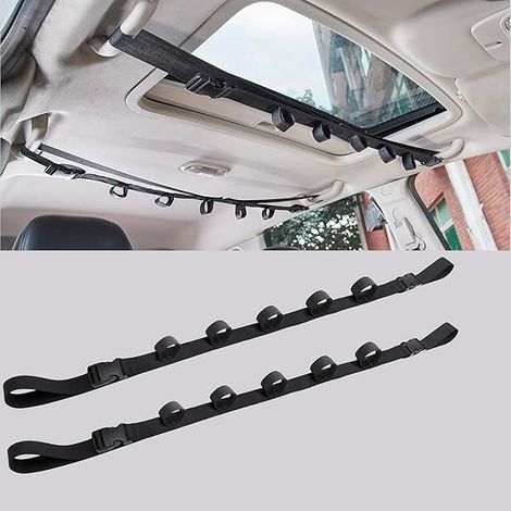 Support Pour Canne À Pêche Pour Voiture - Support De Toit Et Support Arrière - Capacité 5 Cannes - Réglable 81 À 122 Cm - Polyester (1/5)