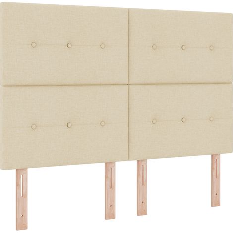 Cama tipo Box Spring con tiras LED Crema 160 x 200 cm tela vidaXL (1/5)