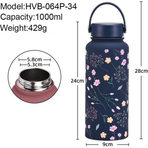 Nouveau Modèle 2025 Gourde Isotherme Extérieur Sport 1L Grande Capacité à Ouverture Large Portable Femme (1/5)