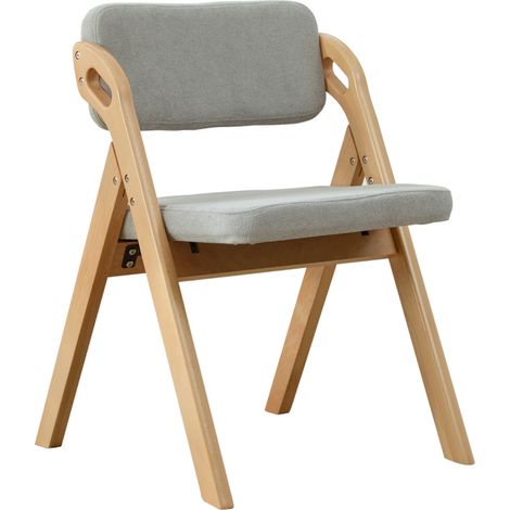 CHICFURN Set de 2 sillas plegables de comedor en madera con asiento acolchado, respaldo cómodo, tela transpirable y patas antideslizantes para cocina, invitados y exterior (1/5)