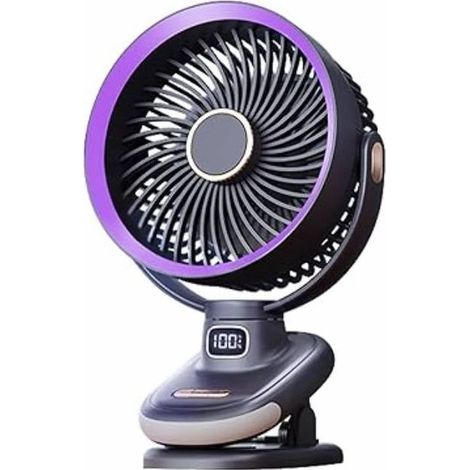 Ventilateur portable pour poussette avec écran LCD, 5 vitesses, clip trépied pour poussettes, sièges auto, fauteuils roulants, chambres et voyages, blanc (1/5)