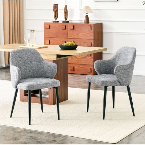 Sillas comedor tapizadas 2 unidades metal gris OKMYHOME (1/5)