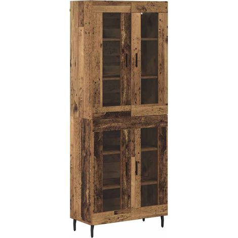 Highboard 2 pcs Old Wood Engineered Wood and Glass vidaXL (1/5)