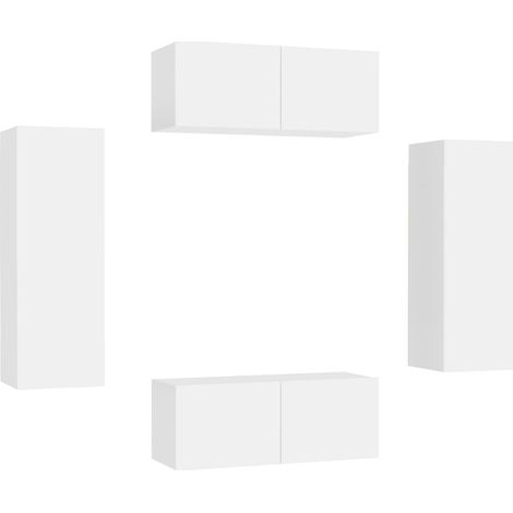 4 Piece TV Cabinet Set White Engineered Wood vidaXL (1/5)