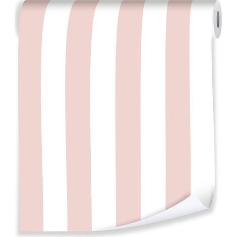 Papier peint à rayures roses pour décorer les murs d'une chambre d'enfant – rouleau 0,5 x 10 m, papier peint intissé écologique Wallarena