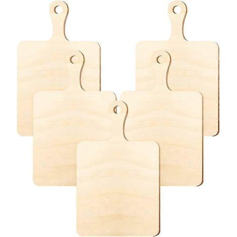 Planche à découper en bois brut (lot de 5) avec poignée, idéale pour le bricolage et le service des aliments.-23.00X14.00X0.30CM (1/4)