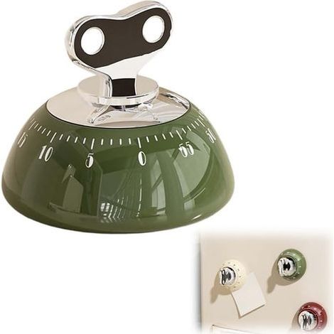 Optischer Timer - Mechanischer Küchentimer - Magnetischer Küchentimer - Stilvoller Retro-Timer mit 60 Minuten Laufzeit und akustischem Alarm, ideal für Küche, Büro und Arbeitszimmer (grün)