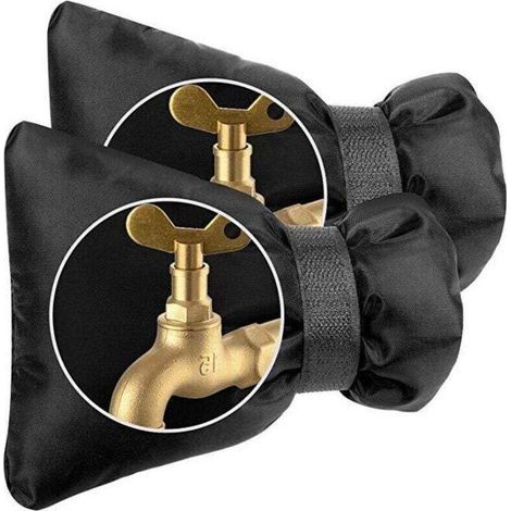 2PCS housses de protection pour robinet extérieur -Robinet de Jardin Housse, Protection épaisse pour robinet extérieur contre le gel - Imperméable - Noir (1/4)