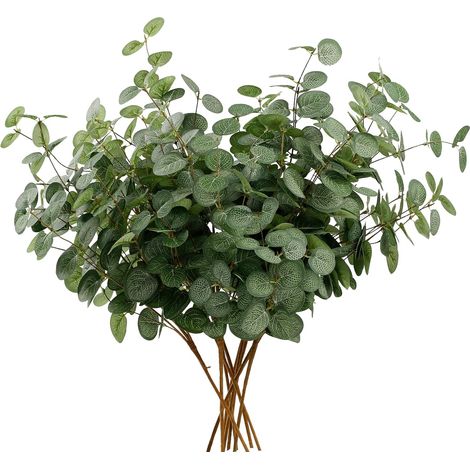 Lot de 6 Bouquets de Fleurs d'eucalyptus artificielles, tiges d'eucalyptus artificielles, Branches de Feuilles, Plantes artificielles en Soie synthétique pour Arrangement Floral, décoration de (1/5)