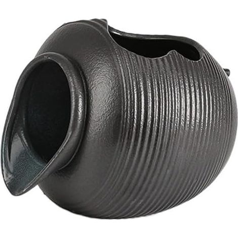 Vase d'extérieur en céramique pour plantes grasses, fontaine en céramique, pot cascade pour décoration de chambre à coucher, décoration d'aquarium (noir L) (1/5)