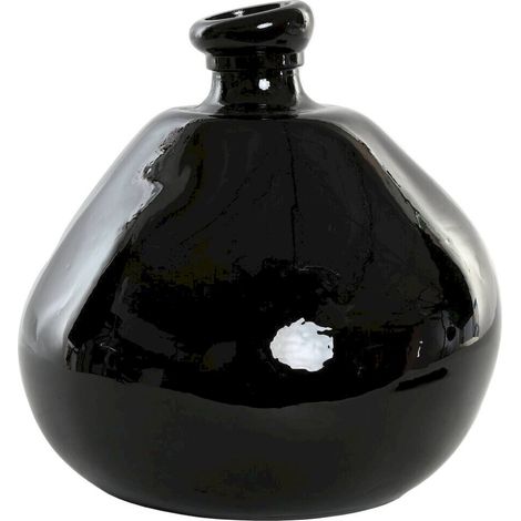 Vase organique en cristal recyclé noir style urbain élégant - noir profond cristal recyclé (1/5)
