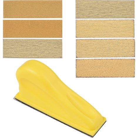 Ponceuse À Main 3,5 Pouces Avec Bloc PU Et 70 Papiers Abrasifs - Ponceur De Détail Pour Bois Et Meubles (1/5)