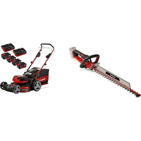 Tondeuse à Gazon sans Fil GP-CM 36/47 S HW Li Power X-Change (36V, 47cm Coupe, autotractée) 4 Batteries 4,0Ah et 2 Chargeurs Doubles + Taille-Haies sans Fil GP-CH 18/61 Li BL
