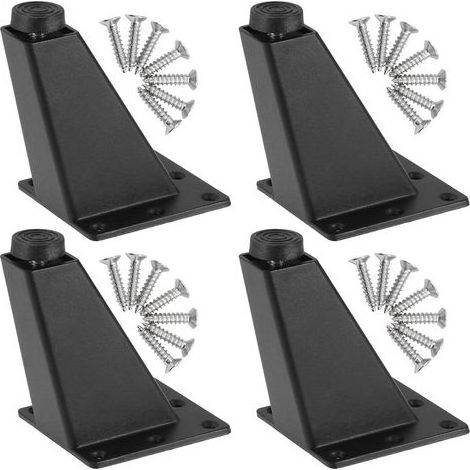 4pcs Pieds De Meuble À Toute Épreuve Pieds De Table En Métal Pieds De Meubles Réglable Jambes De Canapé Pieds De Table Obliques Avec Plaque De Montage Et Vis Pour Commode De Placard,100mm Noir Mat (1/5)