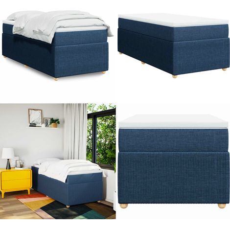 Giroletto a Molle con Materasso Blu 90x200 cm inTessuto - Materasso a molle insacchettate - Letto a molle con materasso