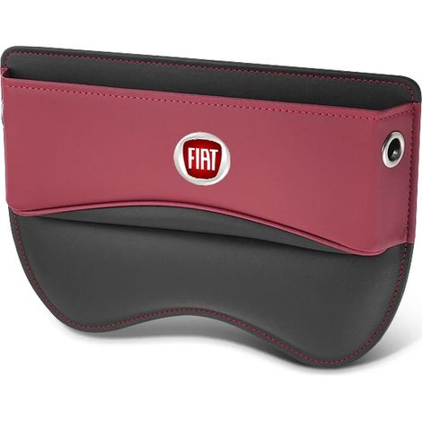 Boîte de rangement en cuir pour siège auto (rouge) compatible avec FIAT Abarth 500 Panda Bravo Punto Ducato Freemont Linea Stilo Doblo (1/5)