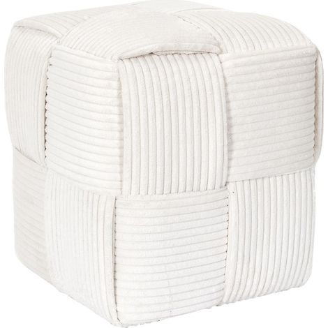 Pouf Côtelé Tressé "Scott" 38cm Beige