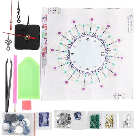 Kit de peinture diamant pour horloge silencieuse à suspendre soi-même, décoration murale pour salon DZ244 (1/5)