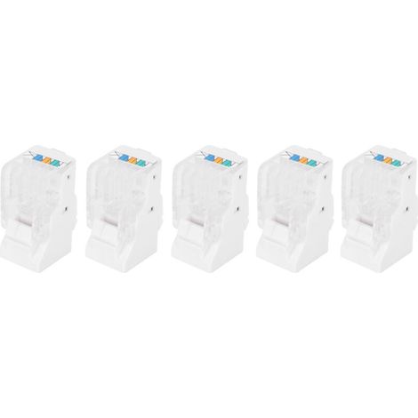 Lot de 5 connecteurs CAT3 RJ11, connecteurs téléphoniques modulaires, connecteur 6P4C AWG26 Convient pour les applications téléphoniques, fax, vocales dans les systèmes de câblage (1/5)