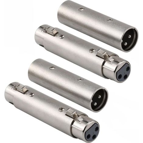 4 Pièces Adaptateur de changeur de genre XLR vers XLR, coupleur de connecteur XLR mâle à mâle/femelle à femelle à 3 broches Compatible avec microphone, mélangeur (1/5)