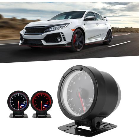 Compteur RPM 0‑9000 65mm Éclairage LED Blanc/Rouge 12V pour Voiture