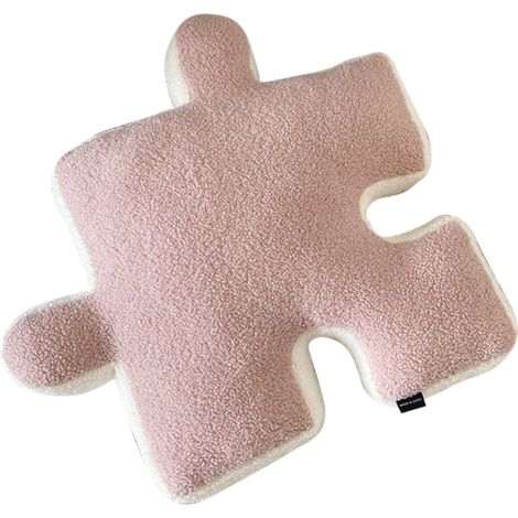 Coussin décoratif en peluche ultra douce, forme puzzle spéciale pour canapé, lit, fenêtre, décoration intérieure rose (1/5)