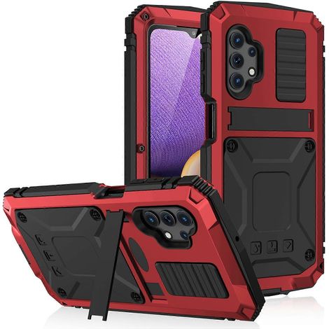 Pour Samsung Galaxy A32 5G / M32 5G R-JUST Étanche aux chocs Antichoc Anti-poussière Métal + Silicone Étui de protection avec support (noir) (1/4)
