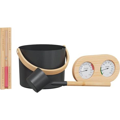 Ensemble d'accessoires de sauna 4 pièces, noir (1/5)