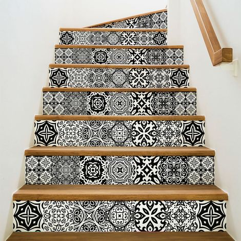 Stickers adhésifs escalier carrelages contremarche - LIANA - 2 bandes de 12.5x87.5cm (1/3)