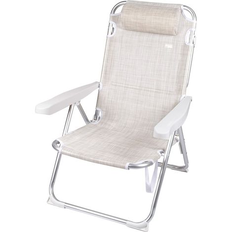 Silla de playa y tumbona 2 en 1 plegable beige c/cojín Aktive (1/5)