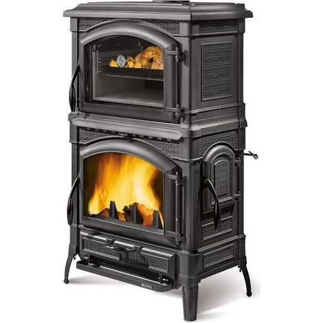 Nordica – Poêle à bois 9,7 kW avec four panoramique 39L – Évacuation des fumées 150 mm – Rendement 87,7 % – Pour bûches de 50 cm