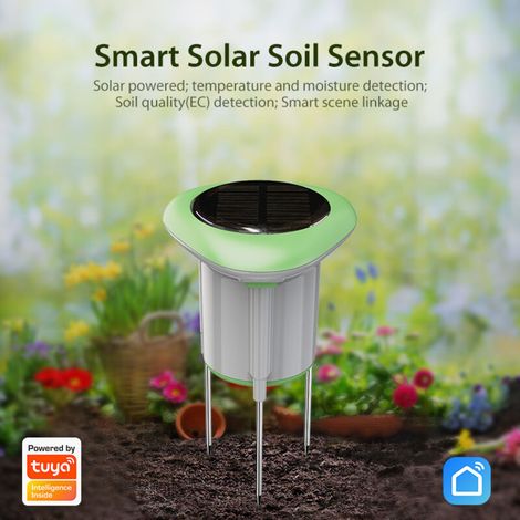 Sensore solare intelligente Crezuo per temperatura e umidità del suolo, impermeabile IP66, rilevamento della qualità del suolo (EC), compatibile con Tuya, monitoraggio accurato per orti-Crezuo