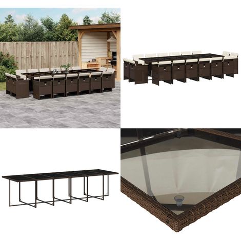17-tlg. Garten-Essgruppe mit Kissen Braun Poly Rattan - Essgruppe - Gartentisch (1/5)