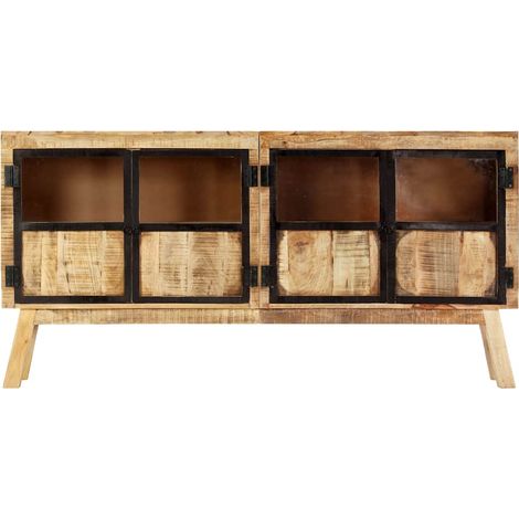 Maison Exclusive - Credenza Marrone e Nera 160x30x80 cm Massello di Mango Grezzo (1/5)