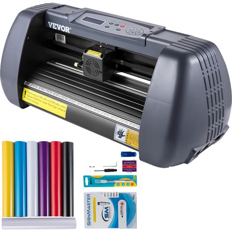 VEVOR Plotter de Decoupe Vinyle 375 mm Machine avec Logiciel de Signmaster, Traceur Coupeur Imprimante de Coupe de Precision, Coupe-Vinyle avec Ecran LCD Numerique Ports USB SERIE pour Tracer Decouper