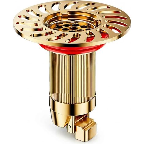 Núcleo de desagüe metálico, válvula de retención a prueba de olores e insectos, filtro para desagües de baño y cocina, color dorado. (1/5)