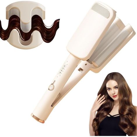 Fer à friser à triple cylindre de 32 mm, pour des boucles larges et des ondulations effet sirène, 4 réglages de température, convient aux cheveux longs et courts. (1/5)