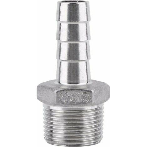 1pc Connexteur Raccord de Tuyau Barbelé à Filetage Adaptateur dfe Queue de Tuyau en Acier Inoxydable SS304 1/8" 3/4"(3/4 15mm) (1/5)