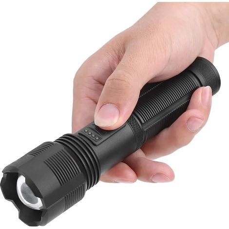 Hochleistungsfähiger tragbarer Scheinwerfer mit 800 Lumen, 15W USB-wiederaufladbare LED-Taschenlampe für den Außenbereich, Leuchtweite von 300 bis 500 Metern, 5 Betriebsmodi (Batterien nicht im Liefer