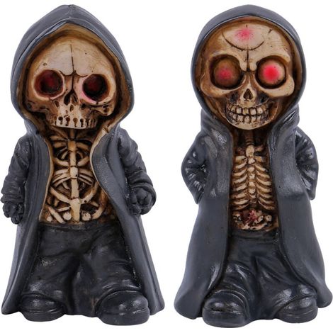 Support décoratif pour Halloween (2 pièces) - Décorations de squelette - Masque d'horreur créatif pour la Journée du fantôme - Pièces artisanales en résine représentant un personnage humain (1/4)
